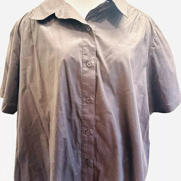 CHELSEA STUDIO Women Short Sleeve Button Down Collared Brown Casual Top Size 1X - Picture 3 of 11